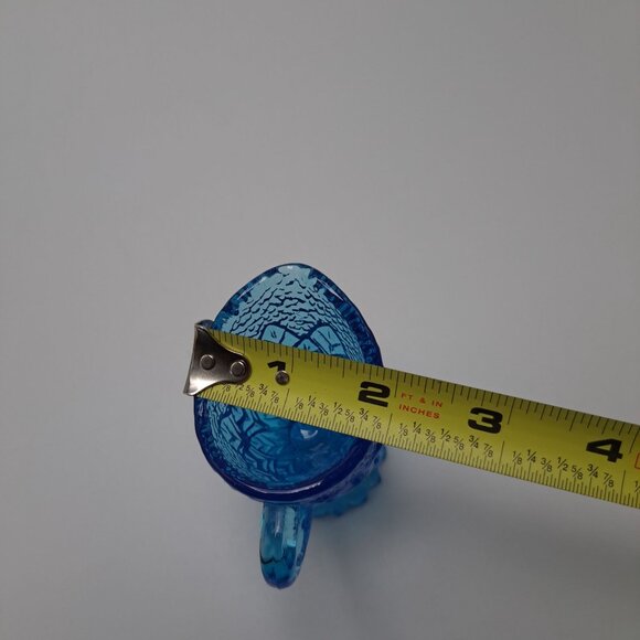 Kanawha Blue Pressed Glass Miniature Pitcher Toothpick Holder Decorative Accent - Picture 3 of 12